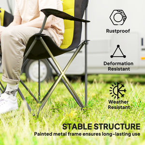 2 Pack Folding Camping Chairs, High Back Folding Chairs w/ Cup Holder, Padded Camping Chairs for Outdoor Events, Cream