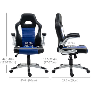 Racing Gaming Chair PU Leather Office Chair Executive Computer Desk Chair with Adjustable Height, Flip Up Armrest, Swivel Wheels, Red