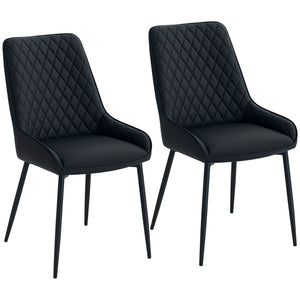 Upholstered Kitchen Chairs, Modern Dining Chairs Set of 2 with Diamond Tufting and Steel Legs for Dining