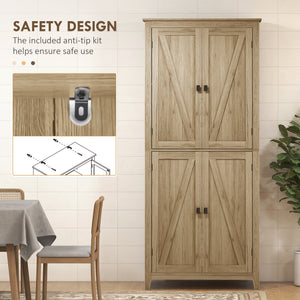 72" Freestanding Storage Cabinet, Kitchen Pantry Cabinet with Doors and Shelves for Dining Room, Natural – view 5