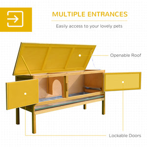 Wooden Rabbit Hutch, Indoor Outdoor Bunny Cage with Slide-Out Tray and Openable Roof, Small Animal Cage
