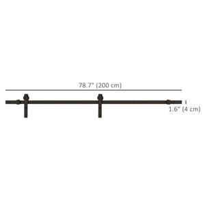 6.6FT CARBON STEEL Sliding Wood Barn Door Hardware Track Set Door System Carbon Steel J Shape Roller