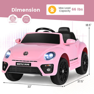 Volkswagen Beetle Kids Electric Ride On Car with Remote Control-Pink view 5
