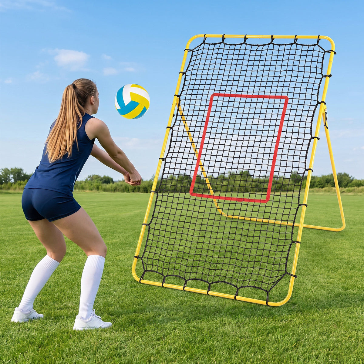 Volleyball Rebounder Net with 4 Adjustable Angles for Bumping and Spiking view 2