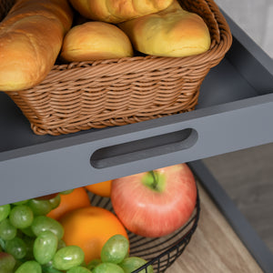 Kitchen Island Rolling Trolley Utility Serving Cart with Drawer Grey