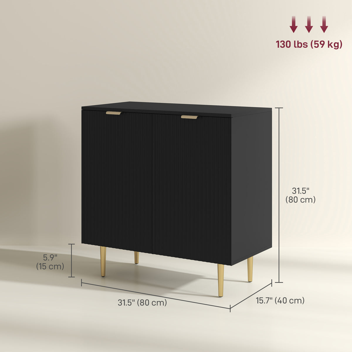 Modern Kitchen Storage Cabinet, Sideboard Buffet Cabinet with Adjustable Shelves and Metal Legs for – view 2