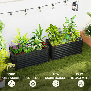 Set of 2 Galvanized Metal Planters for Outdoor Plants, 4' x 2' x 2' Raised Garden Bed, Dark Grey – view 6