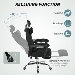 Ergonomic Executive High Back Office Chair with Footrest,Lumbar Support,Grey
