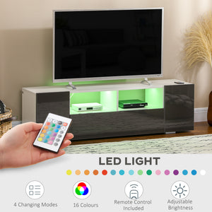 TV Stand for TVs up to 60", TV Unit with LED Lights, Storage Shelves and Cupboards, 53.9" x 13.8" x 16.5" – view 4