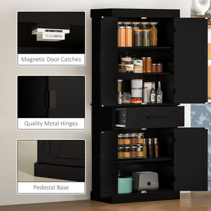 72" Kitchen Storage Cabinet, Farmhouse Kitchen Pantry Cabinet with 4 Barn Doors, Drawer – view 7