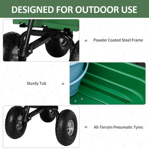 Steel Garden Cart with Handle and 10" Pneumatic Tires, Utility Wagon Cart for Garden, Patio, Lawn, 551 lbs Capacity