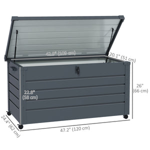 78 Gallon Garden Storage Box, Waterproof Outdoor Storage Container with Wheels and Handles, Dark Grey – view 9