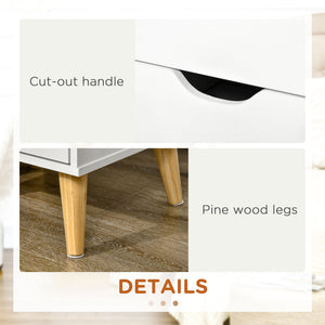 Modern Bedside Table, Nightstand with 2 Drawers and Pine Wood Legs for Bedroom, Living Room, White – view 5