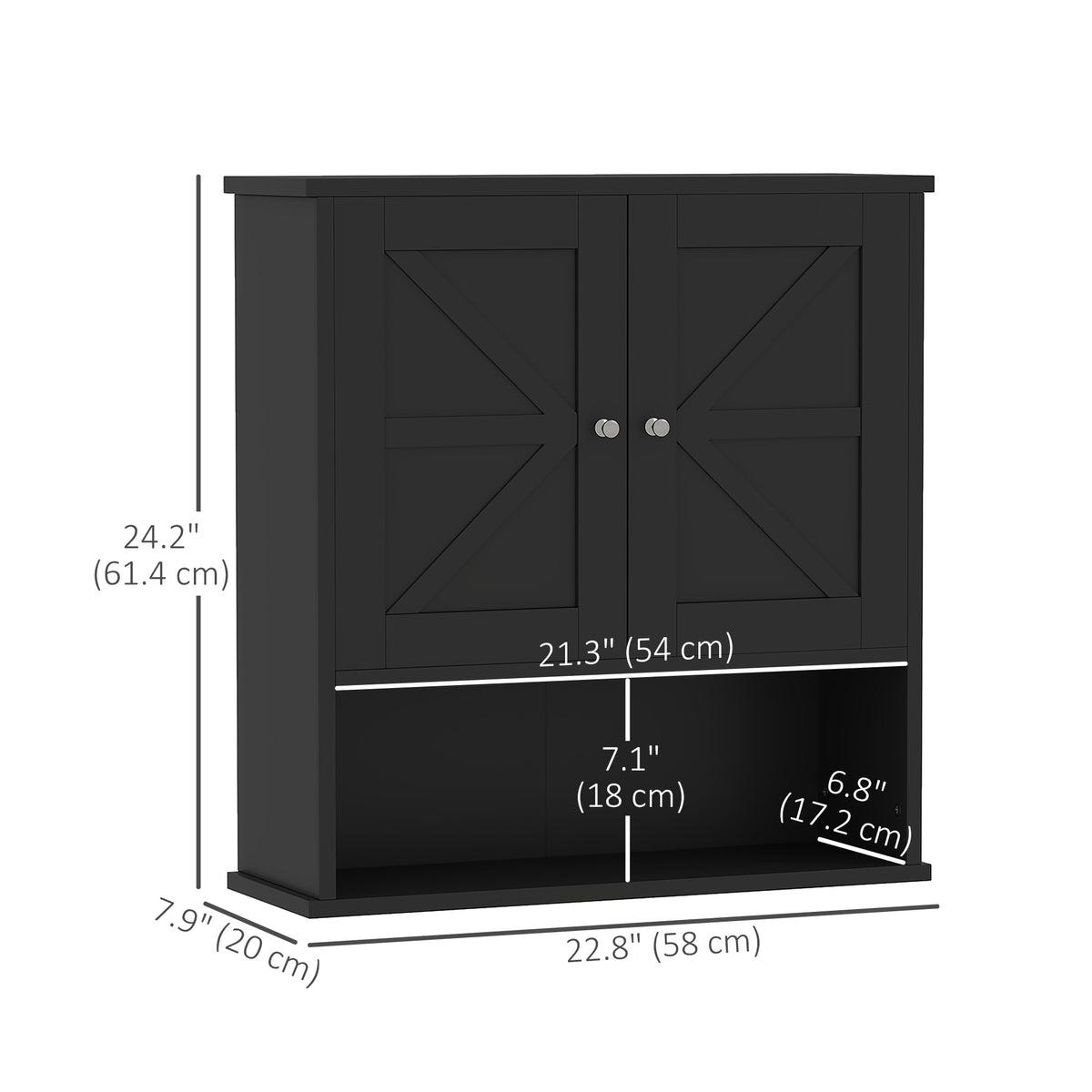 Farmhouse Bathroom Medicine Cabinet, Wall Cabinet with Barn Doors, and Adjustable Shelf for Laundry Room – view 2