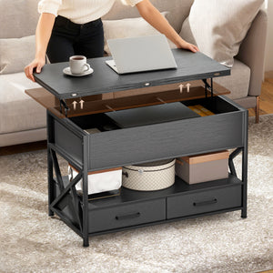 Modern Coffee Table, Lift Top Center Table with Fabric Drawers and Hidden Storage for Living Room – view 6