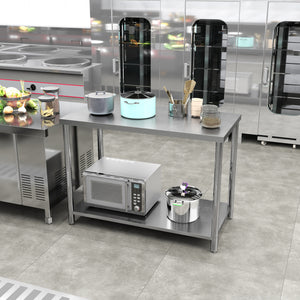 Stainless Steel Workbench, 35 x 24 x 34 Inch, Heavy Duty Work Prep Table with Shelf, Workbench for Kitchen, Garage