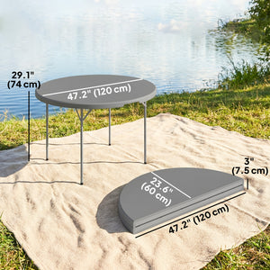 4ft Plastic Folding Picnic Table, Camping Table with Anti-Slip Foot Pads, Indoor Outdoor for Beach, BBQ – view 2