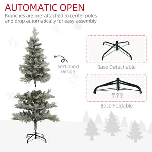 6 Feet Pencil Snow Flocked Artificial Christmas Tree with 517 Realistic Cypress Branches, Auto Open, Green – view 19