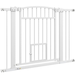 30"-41" Extra Wide Pet Gate with Small Door, 30" H Dog Gate with 3-Inch and 5.5-Inch Extension Kit