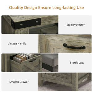 Side Table with Storage, Farmhouse End Table with Drawer, Open Shelf and Barn-style Panel – view 12