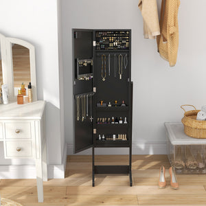 Free Standing Armoire Organizer, Lighted Mirrored Jewelry Cabinet w/ Angle Adjustable & 16 LED Lights Warm – view 27