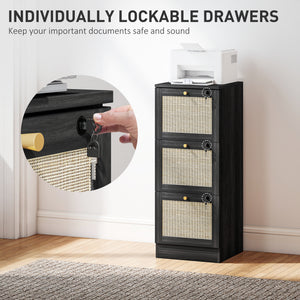 2 Drawer Filing Cabinet with Lock, Boho File Cabinet for A4 Letter Size Files with Decorative Rattan – view 19