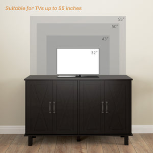 Kitchen Sideboard Cabinet with 4 Barn Doors and 2 Adjustable Shelves, Buffet Table for Living Room – view 5