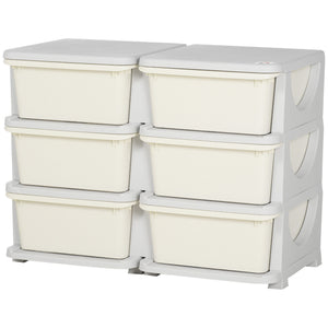 Qaba 3 Tier Kids Toy Organizer and Storage Bins with 6 Plastic Drawers