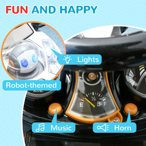 Qaba 3 in 1 Kids Push Car Toddler Sliding Car, Foot to Floor Design with Music, Light, Handle, Removable Canopy