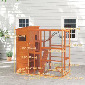 76" Catio Outdoor Cat Enclosure with Cat Condo, Jumping Platforms, Ladder, Ramps – view 9