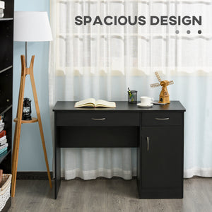 Computer Desk and Bookcase Set, Study Table with Adjustable Shelf, Bookshelf with Open Compartments and Cabinet, Black