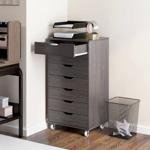 7-drawer Vertical File Cabinet for Home Office, Storage Cabinet with Wheels, 18.7"x15.6"x35.4", Black – view 14