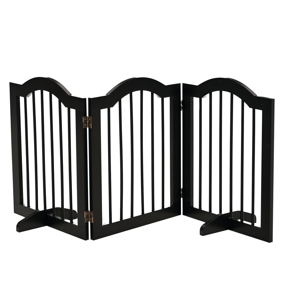 24"H Foldable Dog Gate, 3 Panels Freestanding Pet Gate Barriers Indoor with Support Feet – view 2