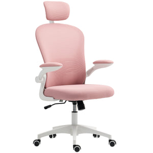 Office Chair, Mesh Computer Desk Chair with Adjustable Headrest, 4D Lumbar Support, Flip-up Arm, Grey – view 8