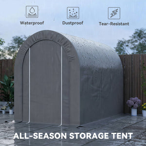 5' x 8' Outdoor Storage Shed, Heavy Duty Galvanized Steel Portable Shed for Bike, Motorcycle, Garden Tools – view 10