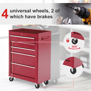 5-Drawer Rolling Tool Cabinet on Wheels, Lockable Tool Chest, Tool Organizer for Garage – view 11