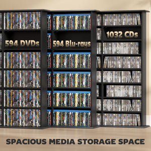 Media Storage Cabinet, 8-Tier DVD Shelf with 18 Adjustable Shelves, Holds 1032 CDs, 594 DVDs or Blu-rays – view 3