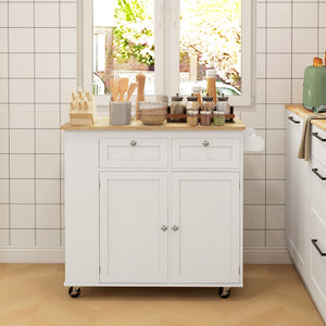 Kitchen Island with Power Outlet and Drop Leaf, Rolling Kitchen Cart with 2 Drawers and Adjustable Shelves – view 14