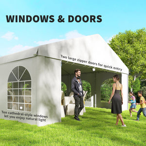 16'x32' Heavy Duty Large Party Tent & Carport with Removable Sidewalls, Portable Garage Canopy Tent, White – view 18