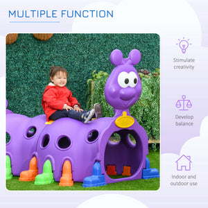Qaba Caterpillar Design Tunnel for Kids to Crawl Through, for 3-6 Years, Multicolour