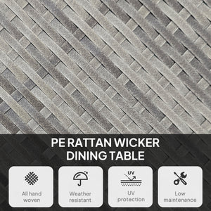 27.5" Outdoor Wicker Dining Table, PE Rattan Patio Furniture with Wood-plastic Composite Top, Grey – view 10