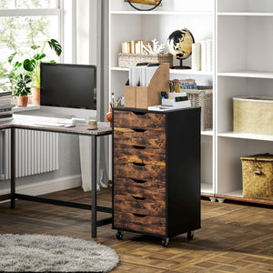 7-drawer Vertical File Cabinet for Home Office, Storage Cabinet with Wheels, 18.7"x15.6"x35.4", Black – view 21