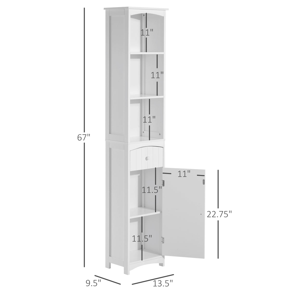 Tall Wooden Bathroom Cabinet Storage Organizer Kitchen Bedroom Decorative