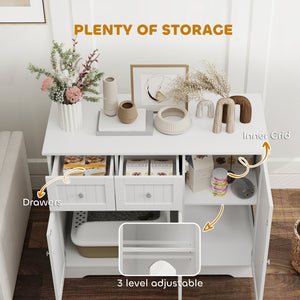 Cat Litter Box Enclosure with Drawer, Storage, Anti-tip Kit, for Living Room, Bedroom, White