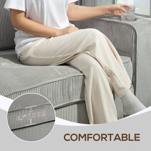 Three Seater Sofa, Fabric 3 Seater Couch with Spring Cushion and Cup Holders for Living Room, Bedroom – view 19