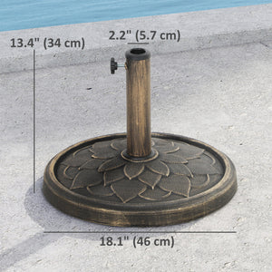 Round Patio Umbrella Base, 26 lbs Resin Umbrella Stand Base, Heavy Duty Patio Umbrella Holder, Bronze