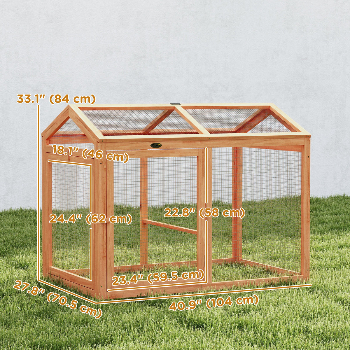 Wooden Chicken Run, Outdoor Chicken Coop with Perch and Dual Doors, Combinable Hen House Rabbit Hutch for Backyard