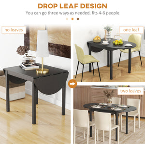 Solid Wood Kitchen Table, Drop Leaf Tables for Small Spaces, Folding Dining Table, Black – view 4