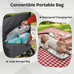Wagon Stroller for 4 Kids Foldable 4-Seater Push-Pull Toddler Stroller-Gray view 8