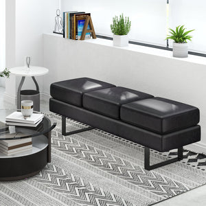 Waiting Room Bench Seating Long Bench with Metal Frame Leg-Black view 2
